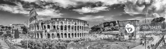 Panoramic view of the Colosseum and Arch of Constantine, Rome