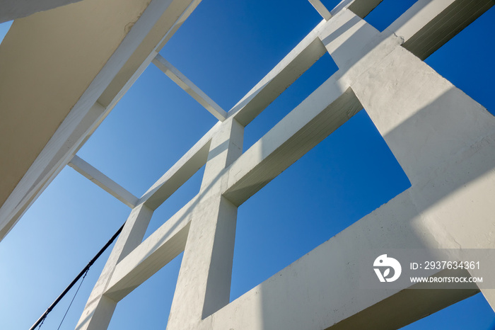 White architecture bridge with blue sky for transportation