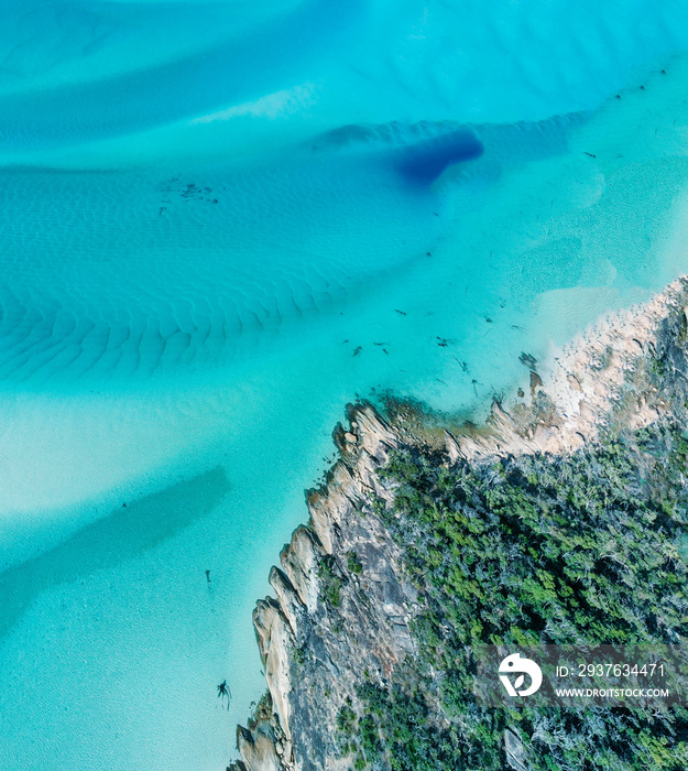 Whitehaven Beach, Australia. Panoramic aerial view of coastline and beautiful beaches