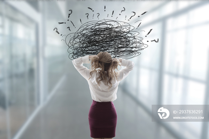 woman in the office stressed out with problems