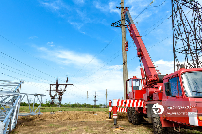 Installation of column for high-voltage electricity line