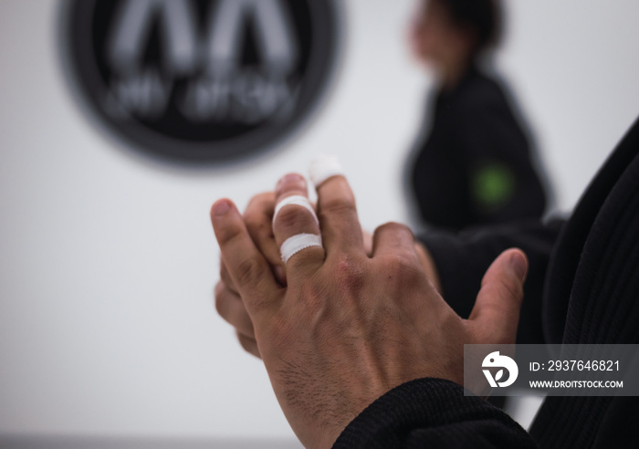 Wrapping fingers for a Brazilian Jiu Jitsu class