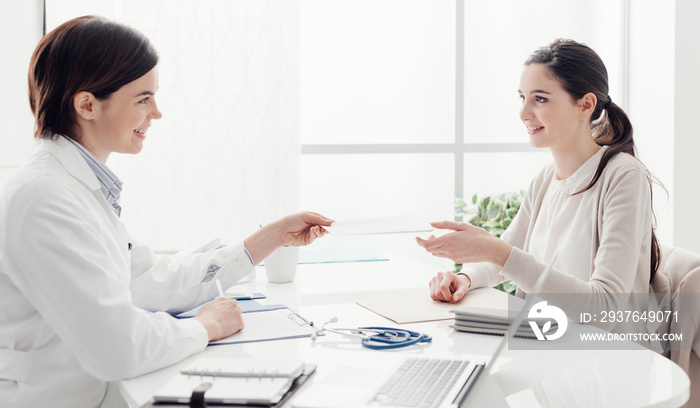 Patient receiving a prescription