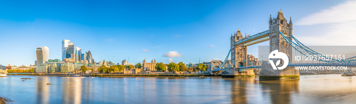 Tower Bridge morning panorama in autumn. London. England