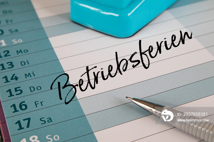 Kalender Betriebsferien