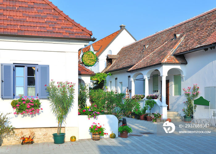 Gasse im idyllischen Weinort Mörbisch am Neusiedler See im Burgenland,Österreich