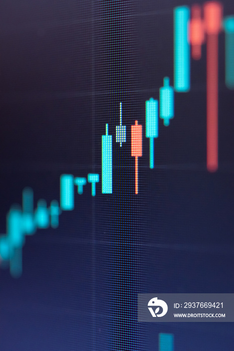 Abstract financial trading graphs and digital number of foreign exchange market trading on monitor. 