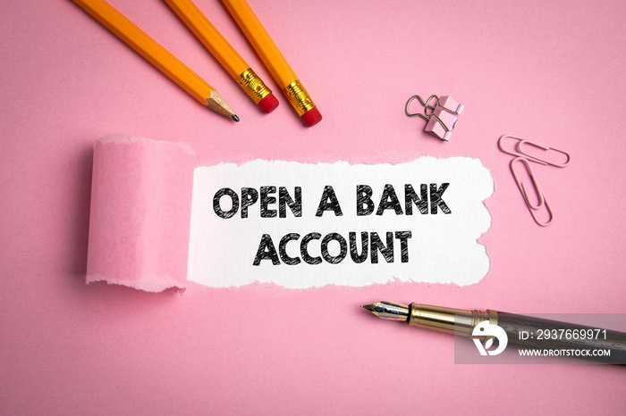 Open a Bank Account. Savings and salary. Online financial transactions concept