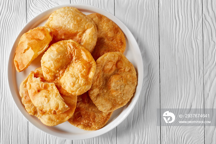 close-up of Bhatura, indian deep fried bread