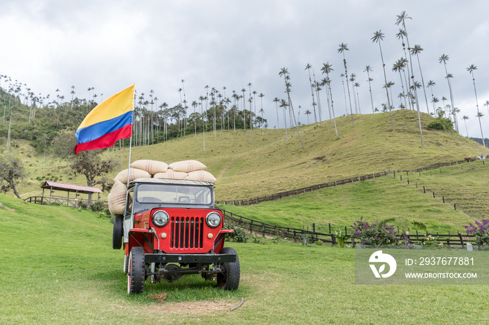 Símbolos patrios Colombia, tradición, cultura. Valle de Cocora, Salento, Quindío