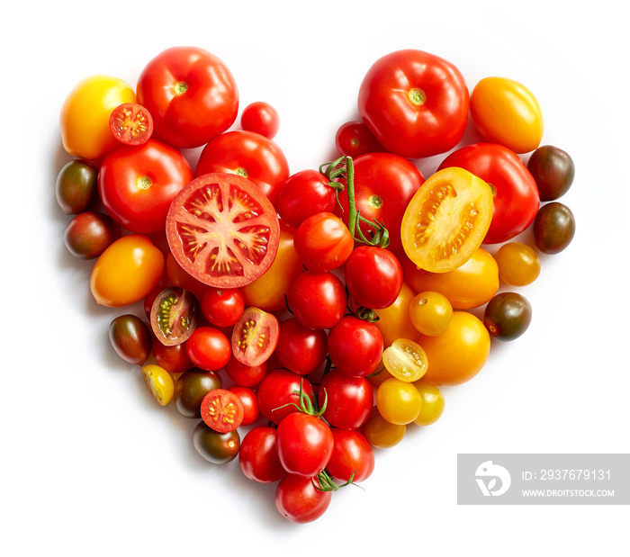 heart shape by various tomatoes