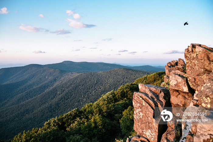 Sunset View in Shenandoah National Park in Virginia in Summer