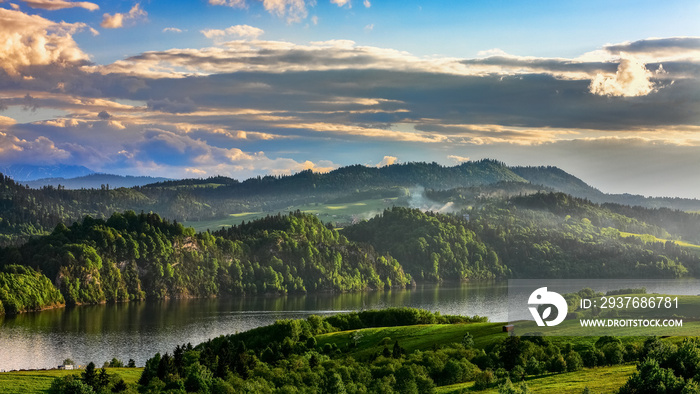 water reservoir on the Dunajec River, in the Nowotarska Basin, between Pieniny and Gorce