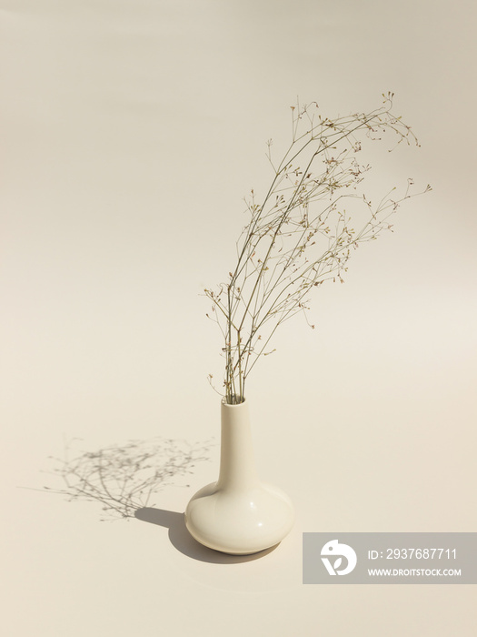 Vertical background wallpaper : flower vase on beige background