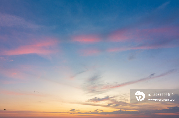 Abstract Colorful sky with sunset view in the evening or sunrise and clouds background in the mornin