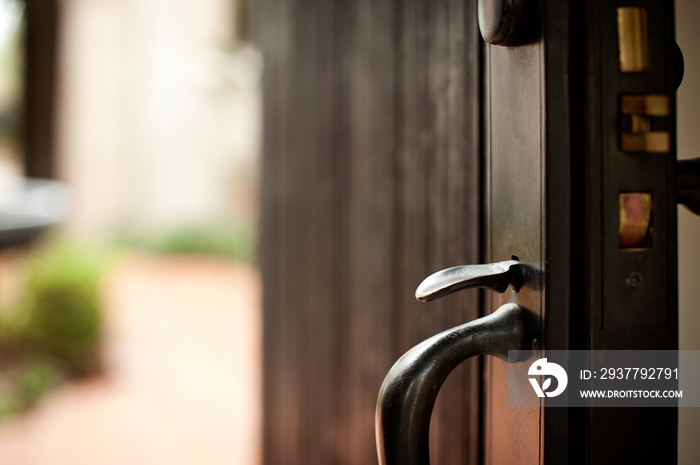 Close-up of hotels door handle