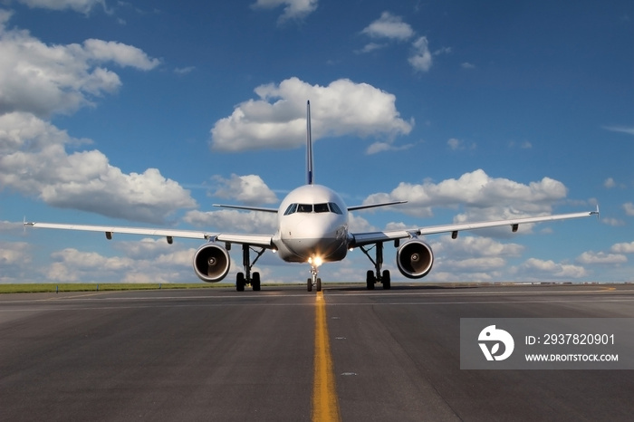 View from eye to eye on the plane on taxiway