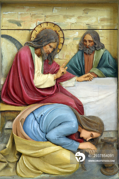 Saint Mary Magdalene washing Jesus feet