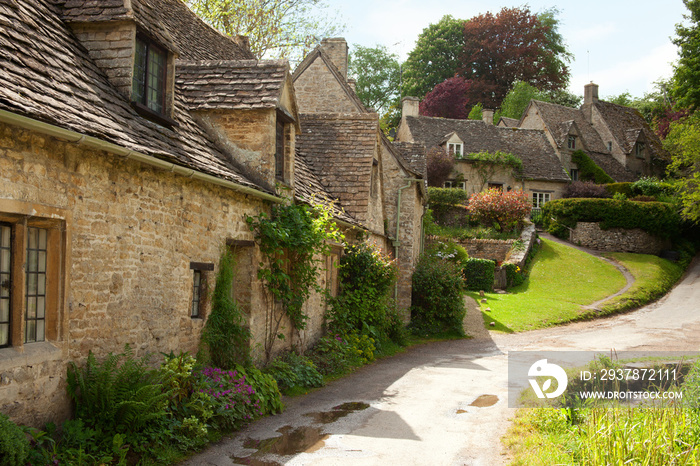 英格兰传统的科茨沃尔德村舍。Bibury，英国。