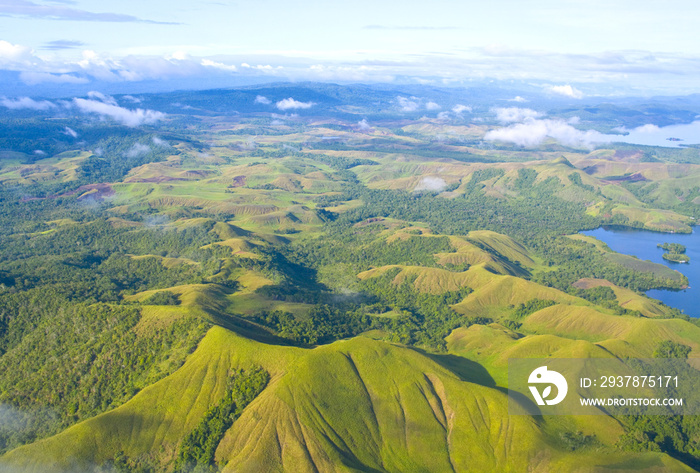 Aerial photo of the  coast of New Guinea