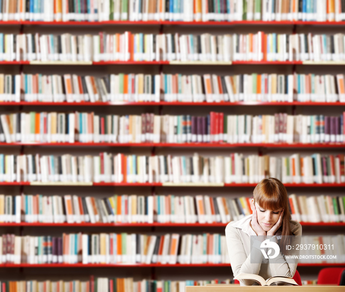 Young student in a library