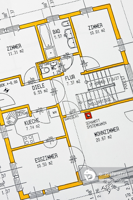 Bauplan eines Hauses