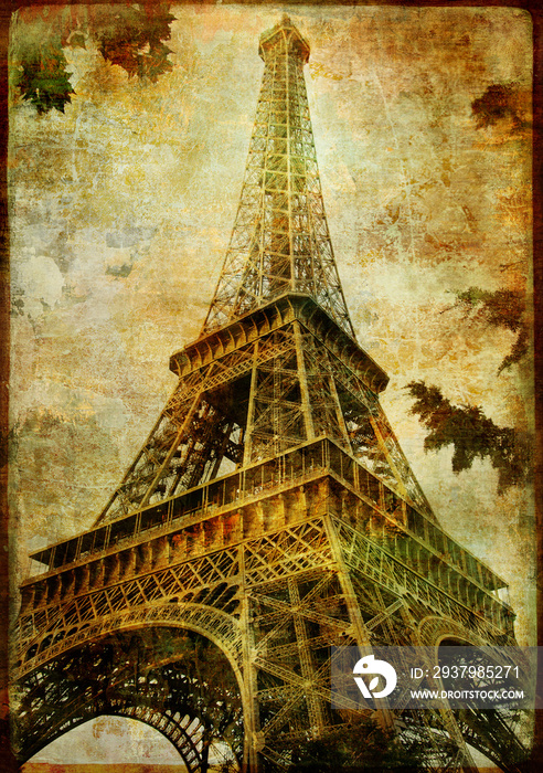 埃菲尔铁塔——复古卡片